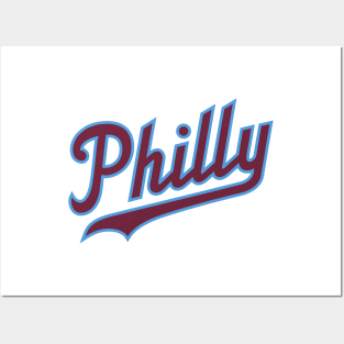 Philly Script - White/Burgundy Posters and Art